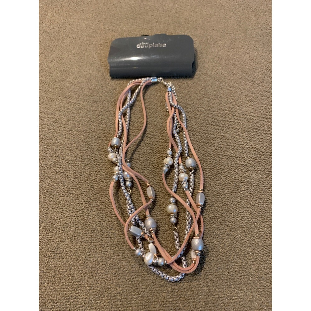 5 Strand Silver/Peach Carol Dauplaise Necklace New (TD)